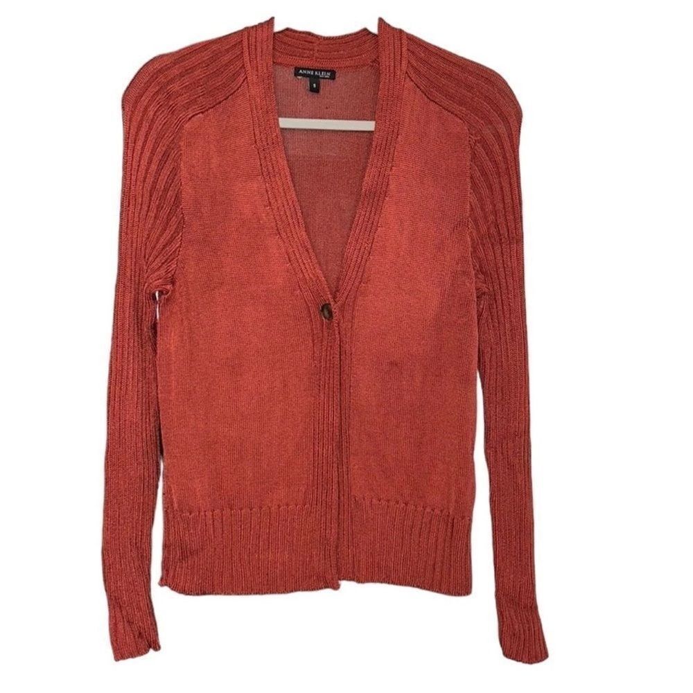 Anne Klein Orange Button Down Cardigan(Size Small)